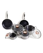 Set de 10 piezas triplex negro/acero plateado