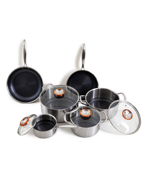 Set de 10 piezas triplex negro/acero plateado
