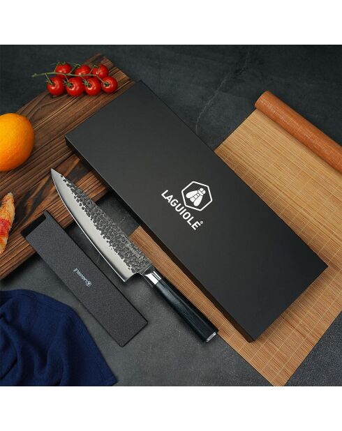 Couteau chef avec étui sen noir - 32.5 cm