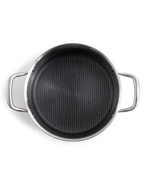 Maceta plateada triple de acero negro - 28 cm