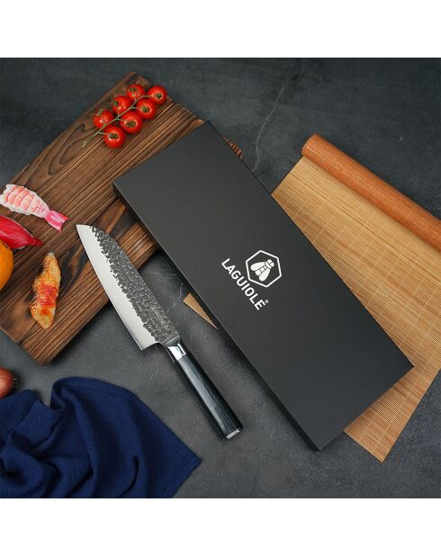 Couteau santoku avec étui sen noir - 31.7 cm