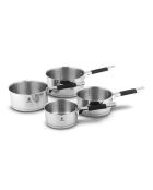 4 sartenes plateadas de acero inoxidable por inducción - 14/16/18/20 cm