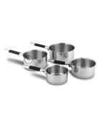 4 sartenes plateadas de acero inoxidable por inducción - 14/16/18/20 cm