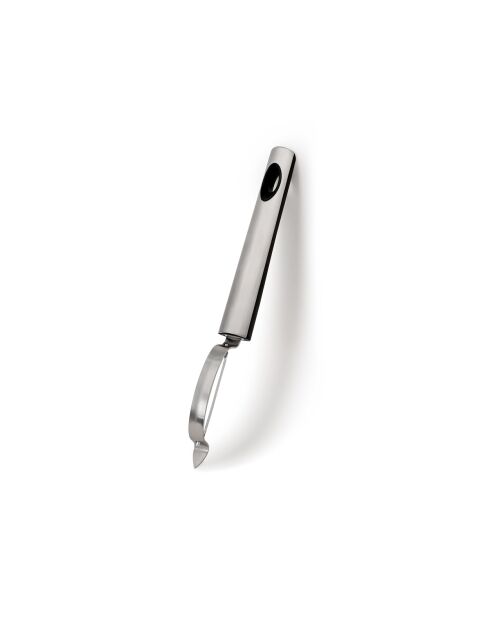 Pelador de frutas y verduras, utensilio plateado de acero inoxidable, 21 cm