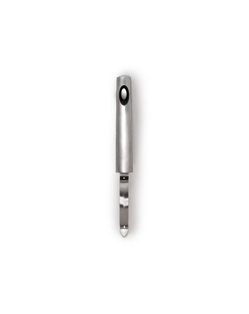 Pelador de frutas y verduras, utensilio plateado de acero inoxidable, 21 cm