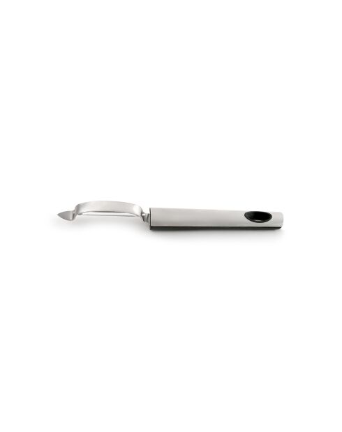 Pelador de frutas y verduras, utensilio plateado de acero inoxidable, 21 cm