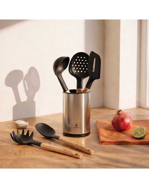 Juego de utensilios de cocina de 6 piezas Sève plateado/negro