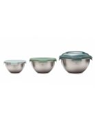Set 3 Picknickschalen aus Edelstahl, Frühlingsgrün — 20/24/28 cm