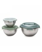 Set 3 Picknickschalen aus Edelstahl, Frühlingsgrün — 20/24/28 cm