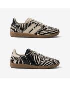 Baskets en cuir Zebra Obsession beige/noir