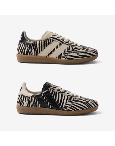 Baskets en cuir Zebra Obsession beige/noir