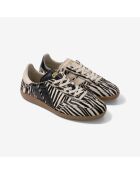 Baskets en cuir Zebra Obsession beige/noir