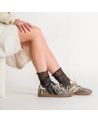 Baskets en cuir Zebra Obsession beige/noir
