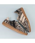 Baskets en cuir Zebra Obsession beige/noir