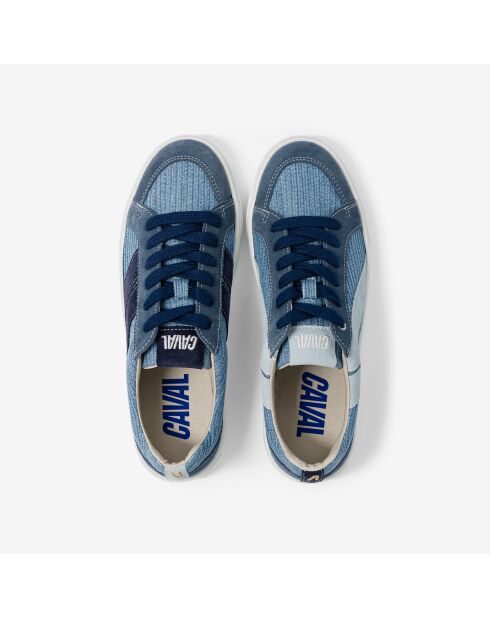 Baskets en cuir Patchy Denim bleu/blanc