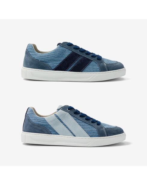 Baskets en cuir Patchy Denim bleu/blanc