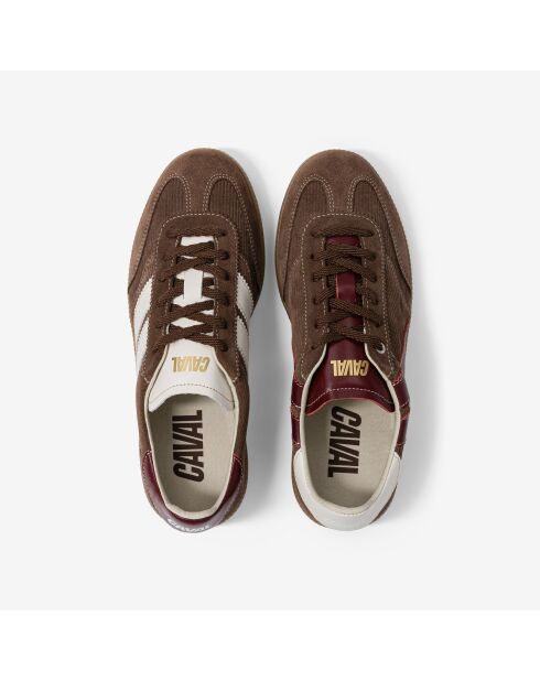 Baskets en cuir Crimson Corduroy marron/blanc