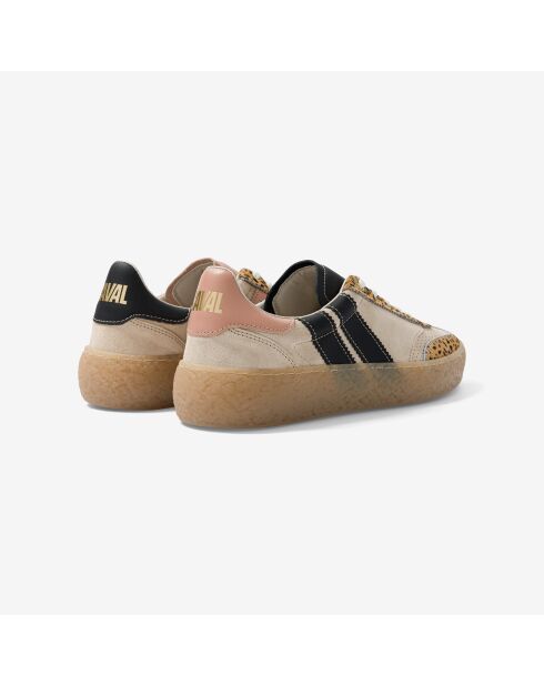 Baskets en cuir Pink Roar rose/beige
