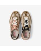 Baskets en cuir Pink Roar rose/beige
