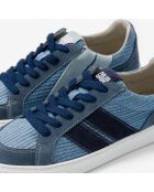 Baskets en cuir Patchy Denim bleu/blanc