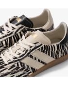 Baskets en cuir Zebra Obsession beige/noir