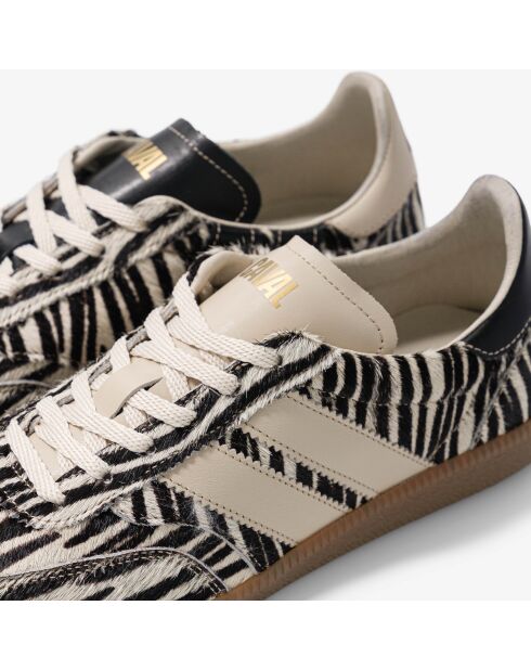 Baskets en cuir Zebra Obsession beige/noir