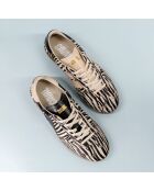 Baskets en cuir Zebra Obsession beige/noir