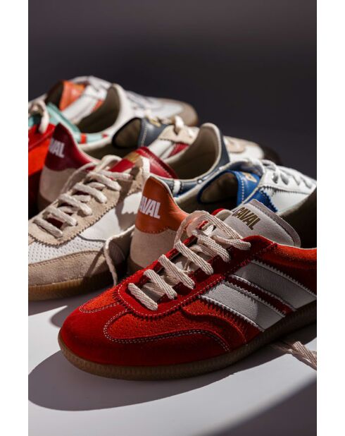 Baskets en cuir Royal Flame orange/bleu