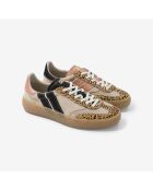 Baskets en cuir Pink Roar rose/beige