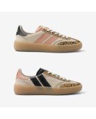 Baskets en cuir Pink Roar rose/beige