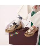 Baskets en cuir Pink Roar rose/beige
