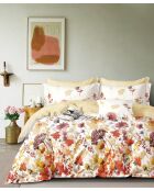 Parure de Couette imprimé Double Face + 2 Taies d'oreiller Volant Plat Piqué - 240x220 cm/2x(65x65 cm)