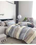 Parure de Couette imprimé Double Face + 2 Taies d'oreiller Volant Plat Piqué - 240x220 cm/2x(65x65 cm)