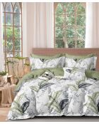 Parure de Couette imprimé Double Face + 2 Taies d'oreiller Volant Plat Piqué - 240x220 cm/2x(65x65 cm)