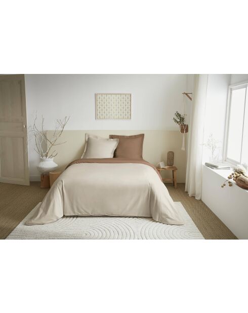 Parure de couette 3 pièces Duo Premium sable/taupe - 240x220 cm