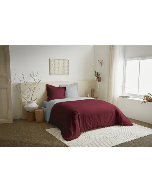 Parure de couette 3 pièces Duo Premium grenat/nuage - 240x220 cm