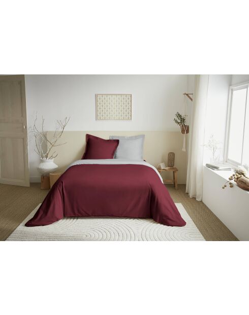 Parure de couette 3 pièces Duo Premium grenat/nuage - 240x220 cm