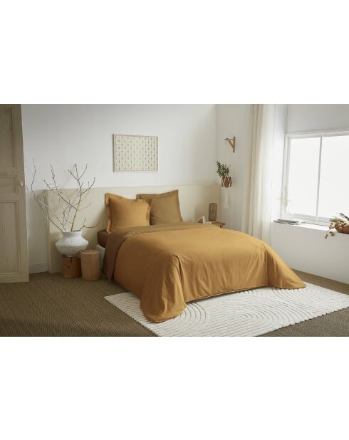 Parure de couette 3 pièces Duo Premium miel/caramel - 240x220 cm