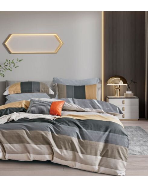 Set copripiumino bifacciale stampato + 2 federe con volant piatto trapuntato - 240x220 cm/2x (65x65 cm)
