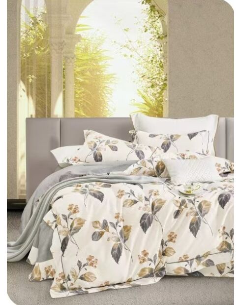 Set copripiumino bifacciale stampato + 2 federe con volant piatto trapuntato - 260x240 cm/2x (65x65 cm)