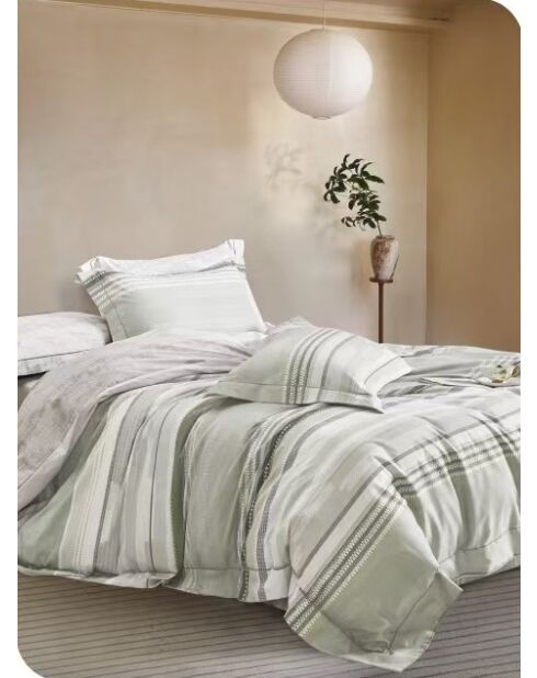 Set copripiumino bifacciale stampato + 2 federe con volant piatto trapuntato - 260x240 cm/2x (65x65 cm)