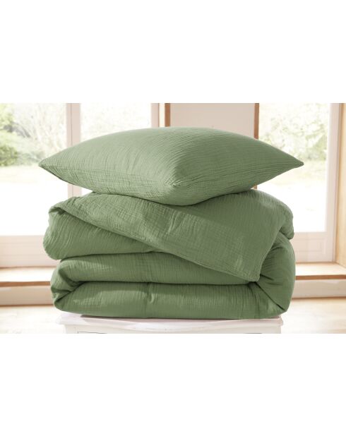 Federa per cuscino in garza di cotone verde oliva - 50x70 cm