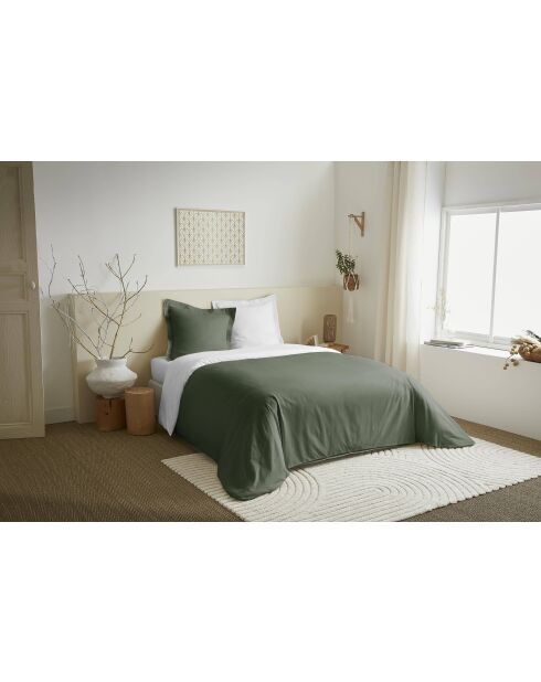 Parure de couette 3 pièces Duo Premium romarin/neige - 240x220 cm