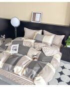 Set copripiumino bifacciale stampato + 2 federe con volant piatto trapuntato - 240x220 cm/2x (65x65 cm)