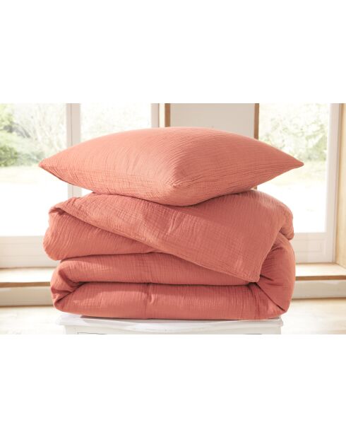 Funda de almohada de gasa de algodón rubor, 50 x 70 cm