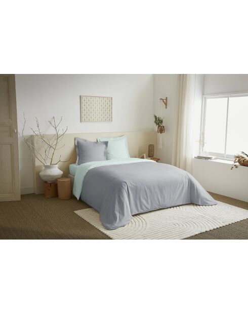 Parure de couette 3 pièces Duo Premium nuage/menthe - 240x220 cm