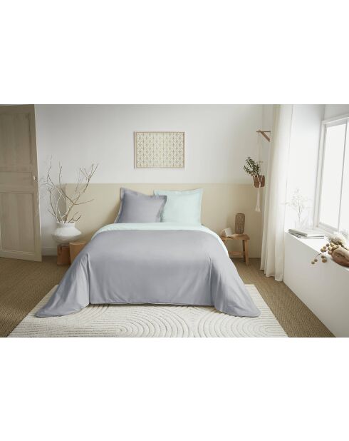 Parure de couette 3 pièces Duo Premium nuage/menthe - 240x220 cm