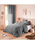 Pack Housse de couette Complet 4 Pièces Gaze de Coton ardoise - 260x240 cm