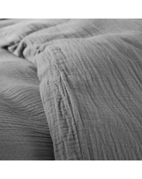 Pack Housse de couette Complet 4 Pièces Gaze de Coton ardoise - 260x240 cm