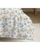 Pack Complet Housse de couette imprimé + Drap housse tanya cyan - 140x200 cm/90x190 cm